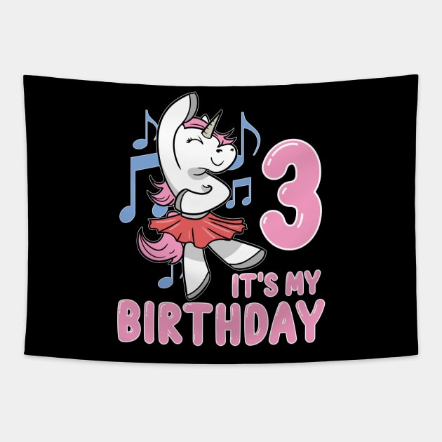 It's my Third Birthday Unicorn Ballerina Tapestry by ModernMode