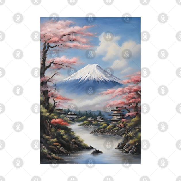 Japan Nature Mount Fuji Cherry Blossom Oil Painting Art by Art-Jiyuu