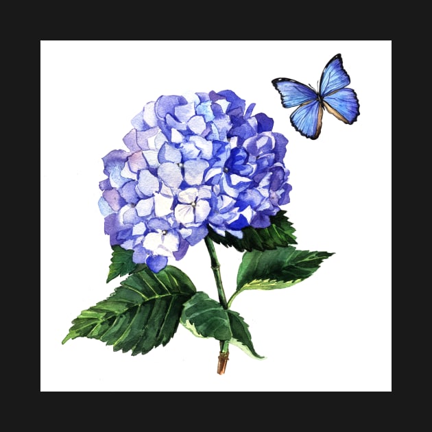Blue hydrangea and butterfly by AnnaY 