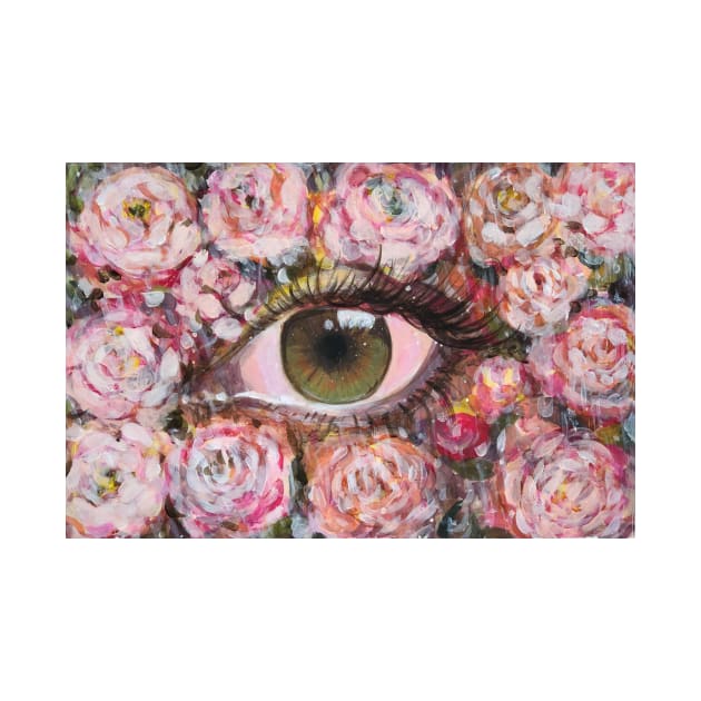 flowers with green eye dewy art by chandelier2137