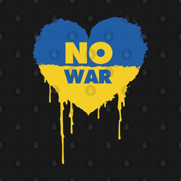 Ukraine flag in a heart shape, no war by VinagreShop