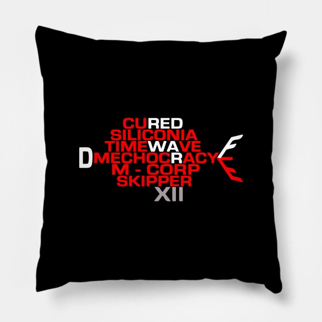 Red Dwarf Space Ship Shape Words Pillow by Prolifictees