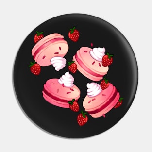 Strawberries & Cream Macarons Pin