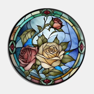 Gothic Stained Glass Window Roses Fantasy Art Pin