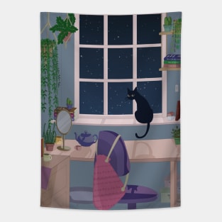 Cat and plant room Tapestry