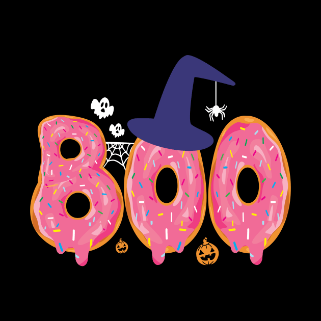 Funny Boo Donut Halloween Shirt With Spiders And Witch Hat by drag is art