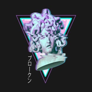 Medusa Glitch Vaporwave Synthwave 90s Aesthetic T-Shirt