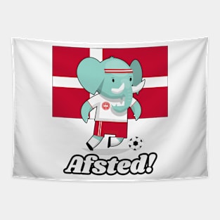 ⚽ Denmark Football, Cute Elephant Kicks Ball, Afsted! Team Spirit Tapestry