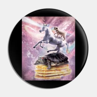 Flying Laser Unicorn Pug On Turtle On Pancakes Pin