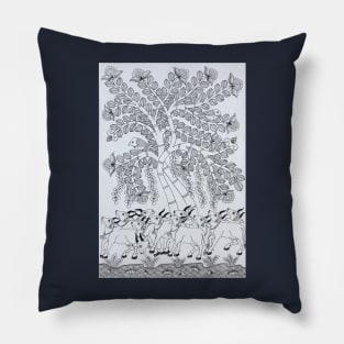 Tree of life Phad painting by Gopal joshi Pillow