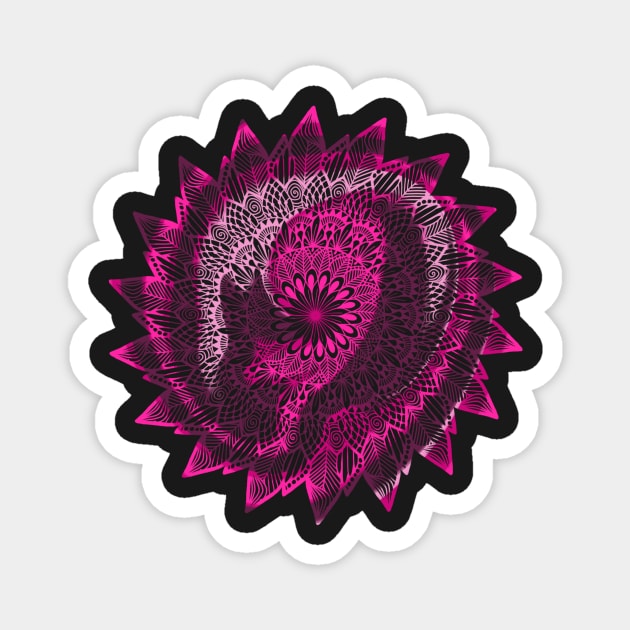 Swirly Pink Digital Mandala Magnet by TheHermitCrab