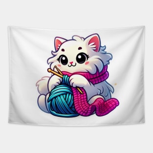 the knitting kitty Tapestry