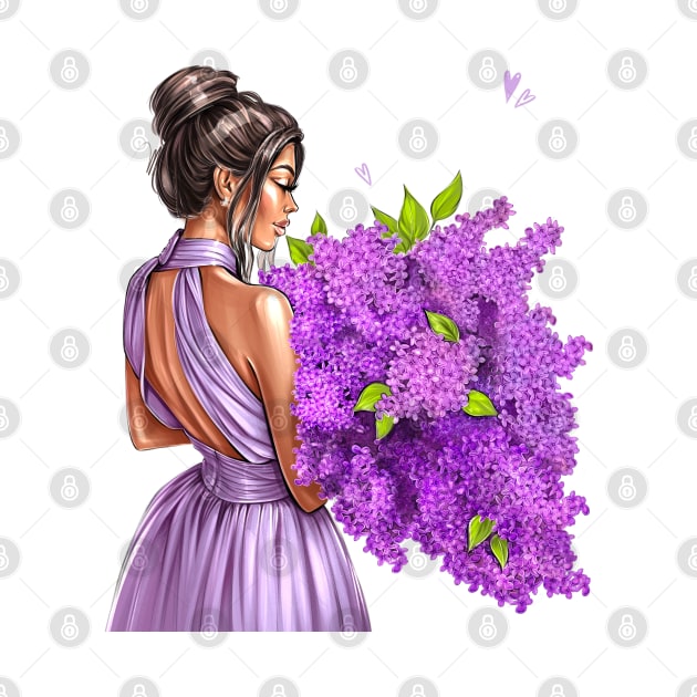 Brunette Lilac Flowers by AllessyArt 