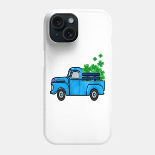 BLUE St patricks Day Trucks kids toddler with shamrock Phone Case