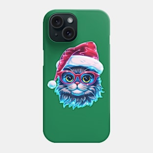 Neon  Christmas Cat Holiday Art Phone Case