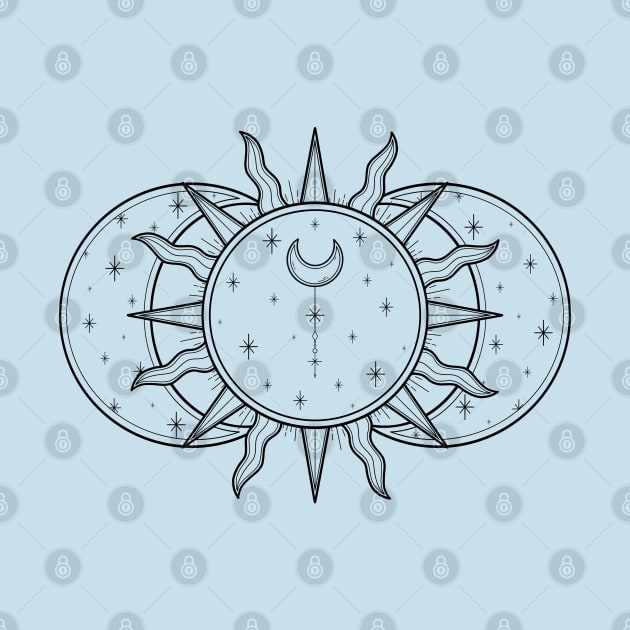 Vintage Celestial Sun and Moon by katieharperart