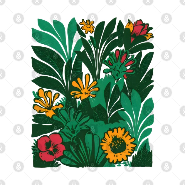 Green plant pattern with flowers by craftydesigns