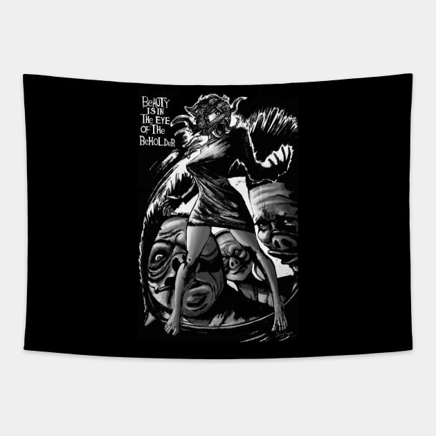 Pig People Horror Tapestry by DougSQ