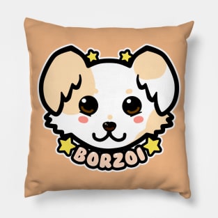 KAWAII Chibi Borzoi Dog Face Pillow