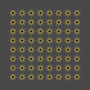 Golden and Black Sun Pattern T-Shirt