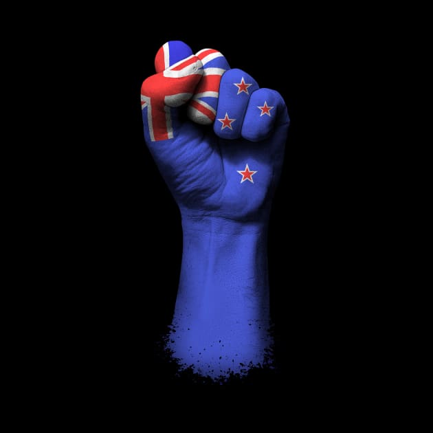 Flag of New Zealand on a Raised Clenched Fist by jeffbartels