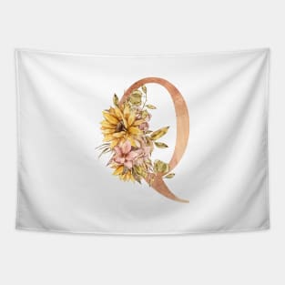 Watercolor sunflower bouquet monogram letter Q Tapestry