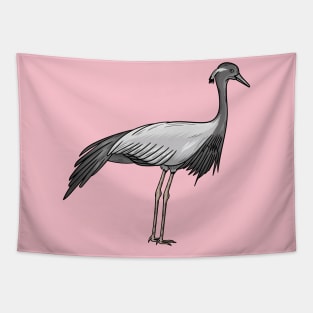 Demoiselle crane bird cartoon illustration Tapestry