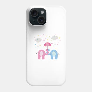 Elephant family with heart and cloud Phone Case