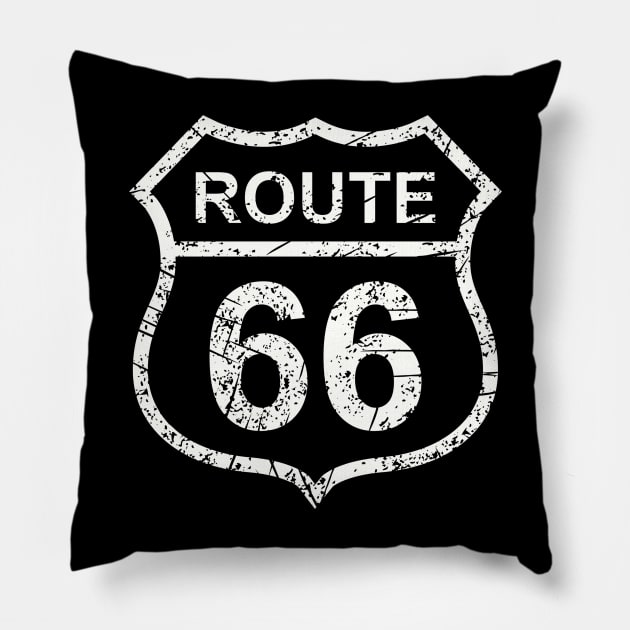 Vintage Style Iconic Route 66 Tee - Nostalgic Highway Sign Design - Casual Travel Wear - Great Gift for Road Trippers Pillow by TeeGeek Boutique