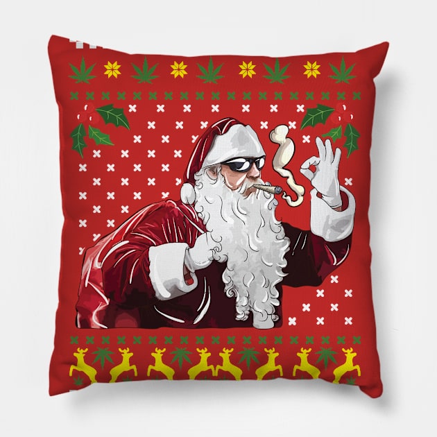 Santa Marijuana Weed 420 Christmas Pillow by E