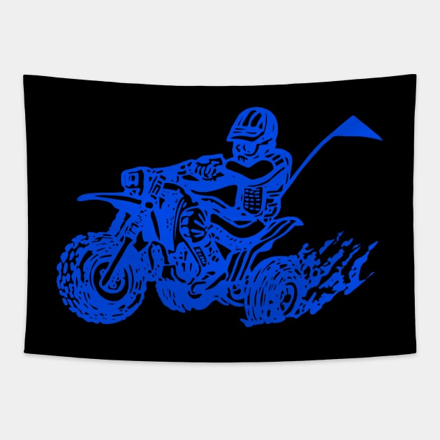 Three Wheeler- Greatest invention since gasoline (Blue design) Tapestry by Lawrence of Oregon