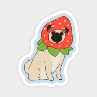 Pug illustration strawberry dog Magnet
