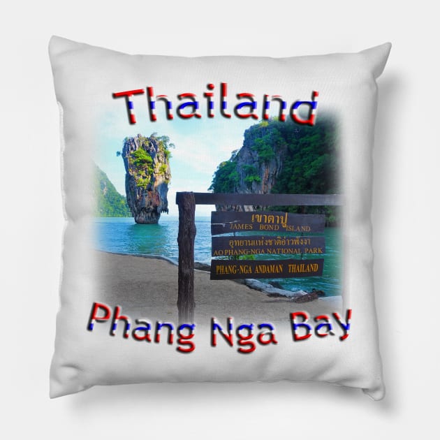 Thailand - Island Paradise in Phang Nga Bay Pillow by TouristMerch