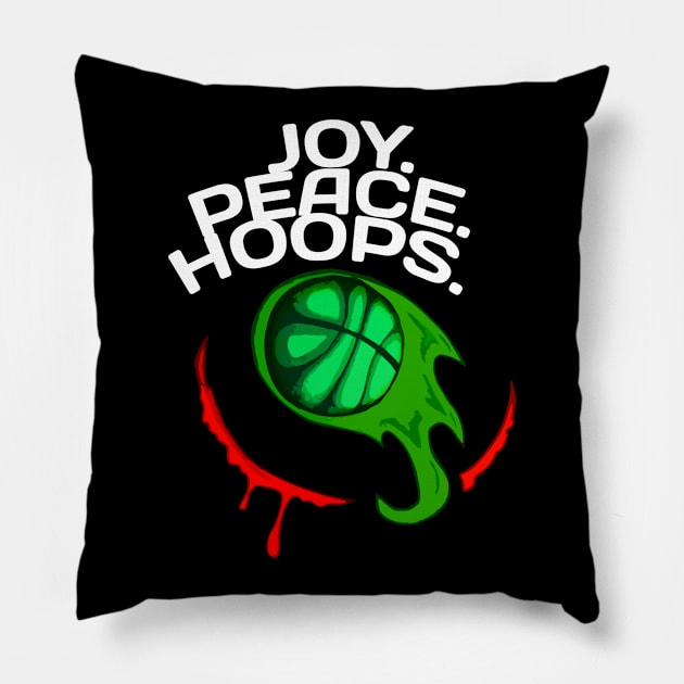 Joy Peace Hoops Basketball - Sporty Abstract Graphic Novelty Gift - Art Design Typographic Quote Pillow by MaystarUniverse