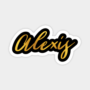 Alexis Name Hand Lettering in Gold Letters Magnet