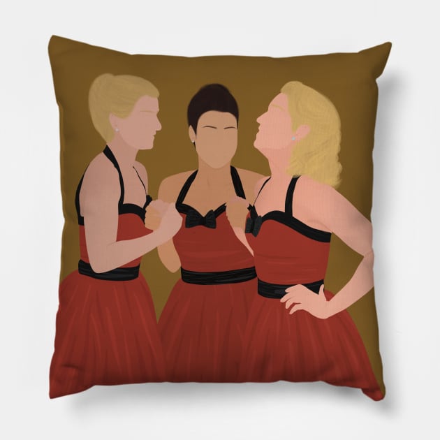 Glee The Unholy Trinity Quinn Brittany And Santana Red Dress Outfit Pillow by senaeksi