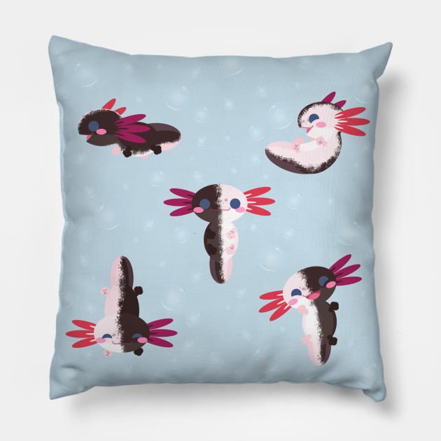 Cute Chimera Axolotls T-Shirt Pillow by Kirion