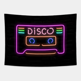 Disco Cassette Man Cave Neon Pipe Sign Tapestry