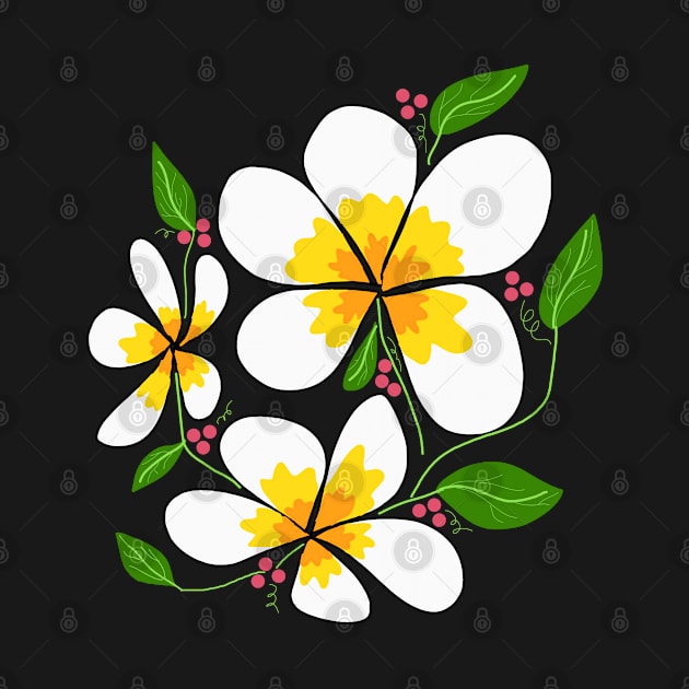 Sampaguita Flowers With Cherries & Leaves by TANSHAMAYA