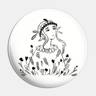 Sad girl in a flower field Pin