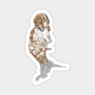 Brown and White Mermaid Bunny Magnet