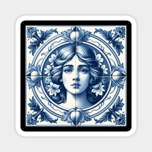 Delft Tile With Woman Face No.3 Magnet