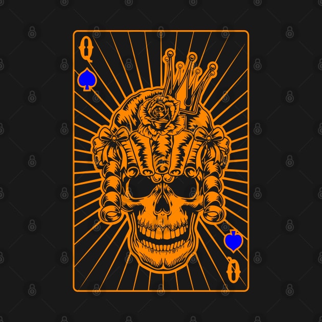 Queen of Spades Orange Skull by Ravensdesign