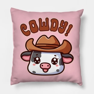 Cowdy Yall Howdy Cow Funny Cowboy Pun Pillow