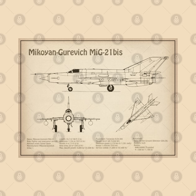 Mikoyan-Gurevich MiG-21 bis Fishbed Fighter - SD by SPJE Illustration Photography