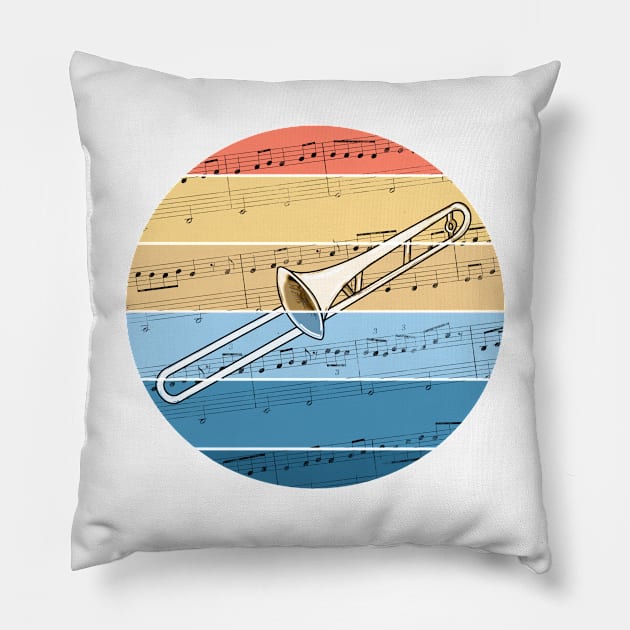 Trombone Music Notation Trombonist Brass Musician Pillow by doodlerob