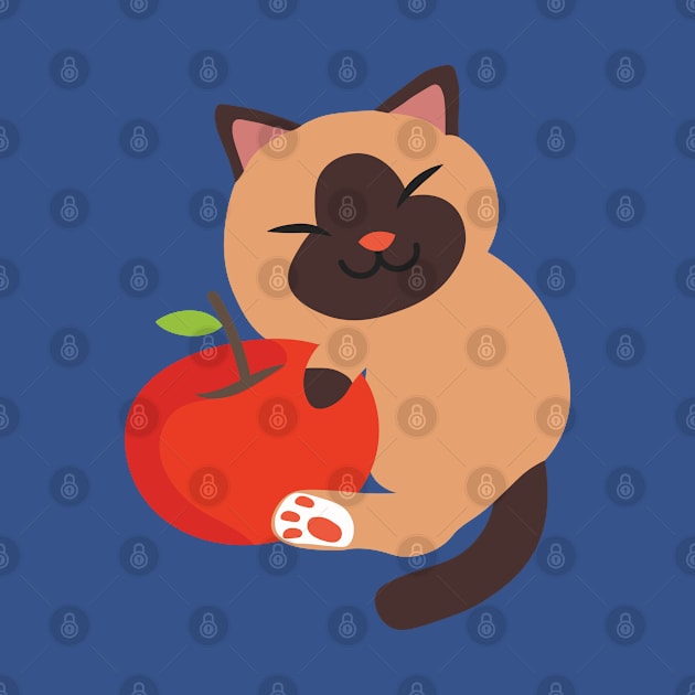 Cat hugging apple by holidaystore