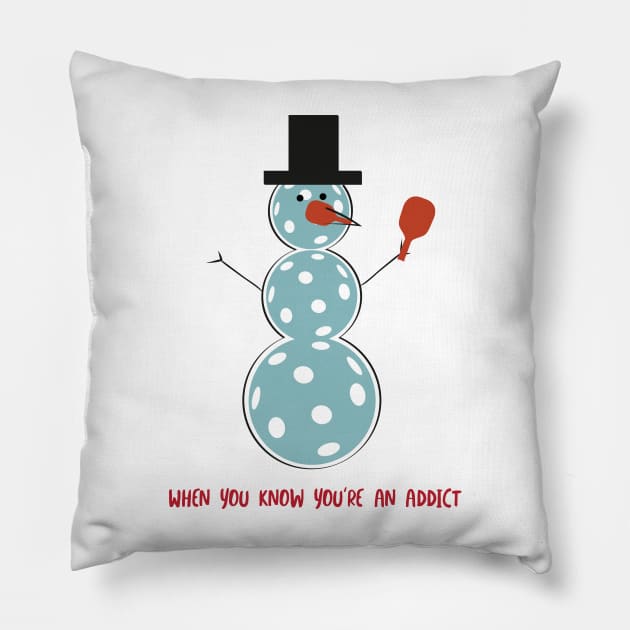 Funny Pickleball Snowman Pillow by whyitsme