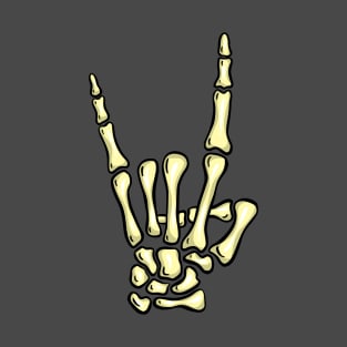 Metal Fingers Rock Creepy Halloween Skeleton Hand Gesture Swearing T-Shirt