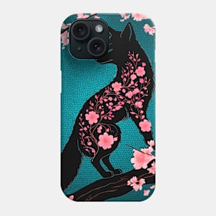 Spring sakura fox with background Phone Case